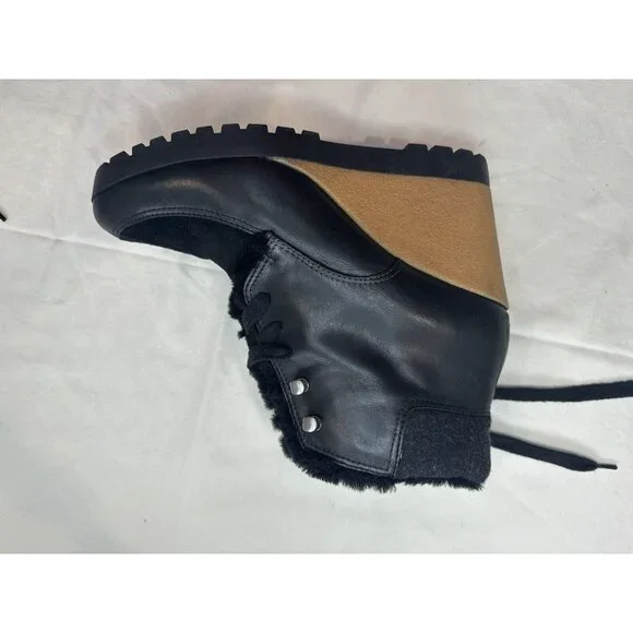 Cole Haan Waterproof Henson Wedge Black Leather Shearling Genuine Sheep sz 10B - Picture 6 of 10
